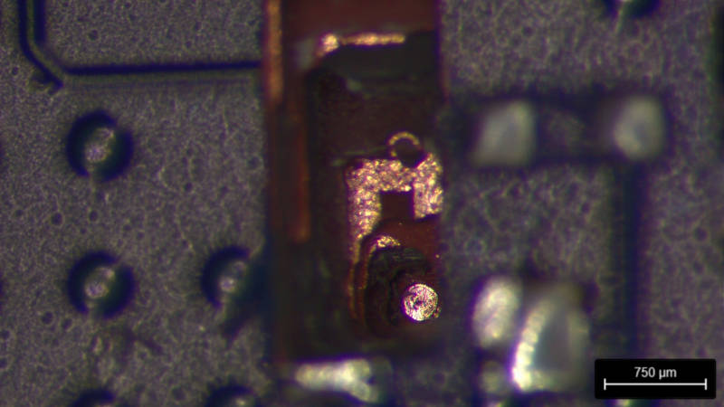 Microscope view after milling and before soldering