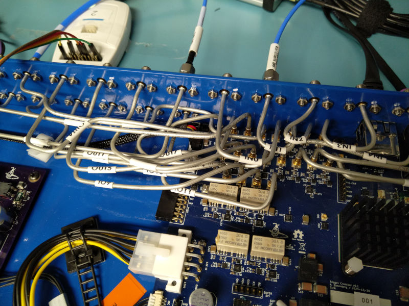 Closeup of the spaghetti of semirigid cabling