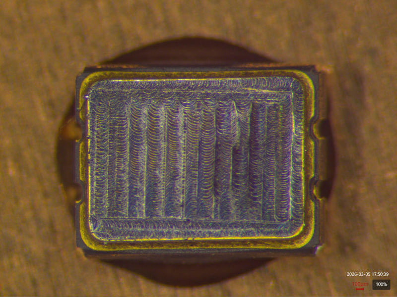 TCXO top surface after milling